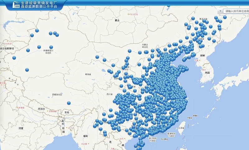 玉龍環保：全國垃圾焚燒發電廠分布圖